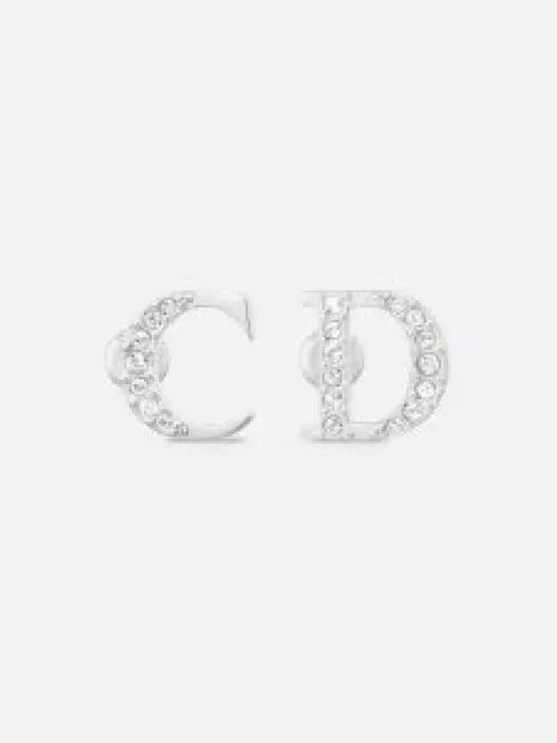 CD Finish Brass White Crystals Earrings Silver - DIOR - BALAAN 2