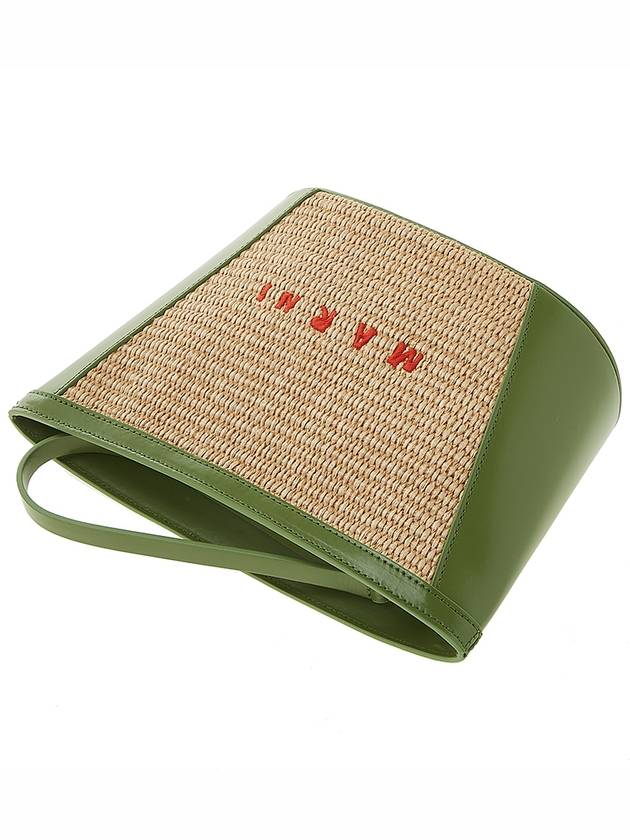 Tropicalia Raffia Leather Logo Pouch Bag Green - MARNI - BALAAN 5