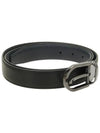 Horseshoe silver buckle double sided leather belt black blue - MONTBLANC - BALAAN 3