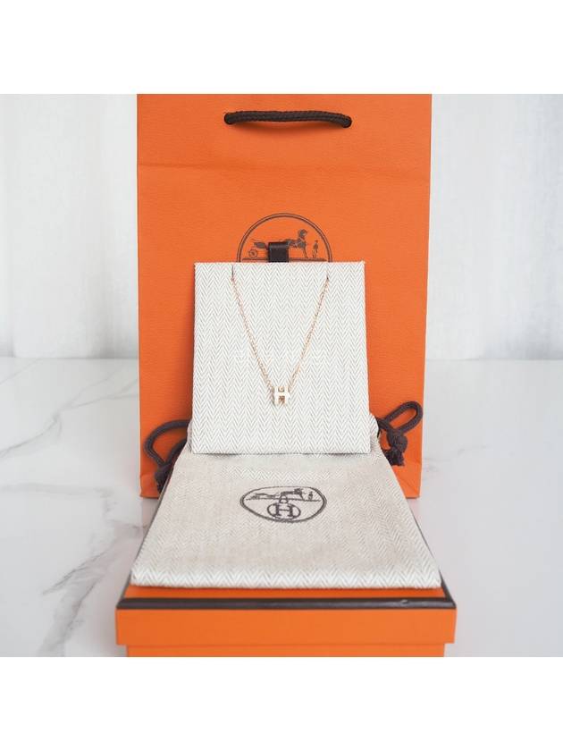 Mini Pop H Pendant Rose Gold & Blanc - HERMES - BALAAN 10