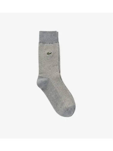 Men s Houndstooth Check Gentleman Socks Melange Gray - LACOSTE - BALAAN 1