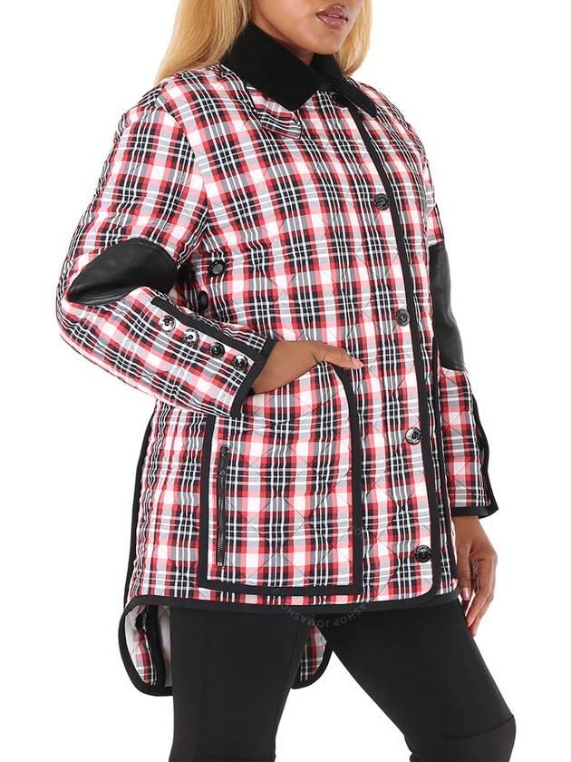 Burberry Bright Red Check Diamond Quilted Tartan Oversized Barn Jacket, Brand Size 2 (US Size 0) - BURBERRY - BALAAN 3