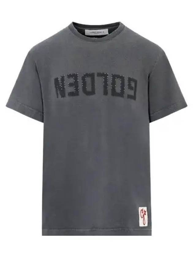 Golden Lettering Cotton Short Sleeve T-Shirt Grey - GOLDEN GOOSE - BALAAN 2