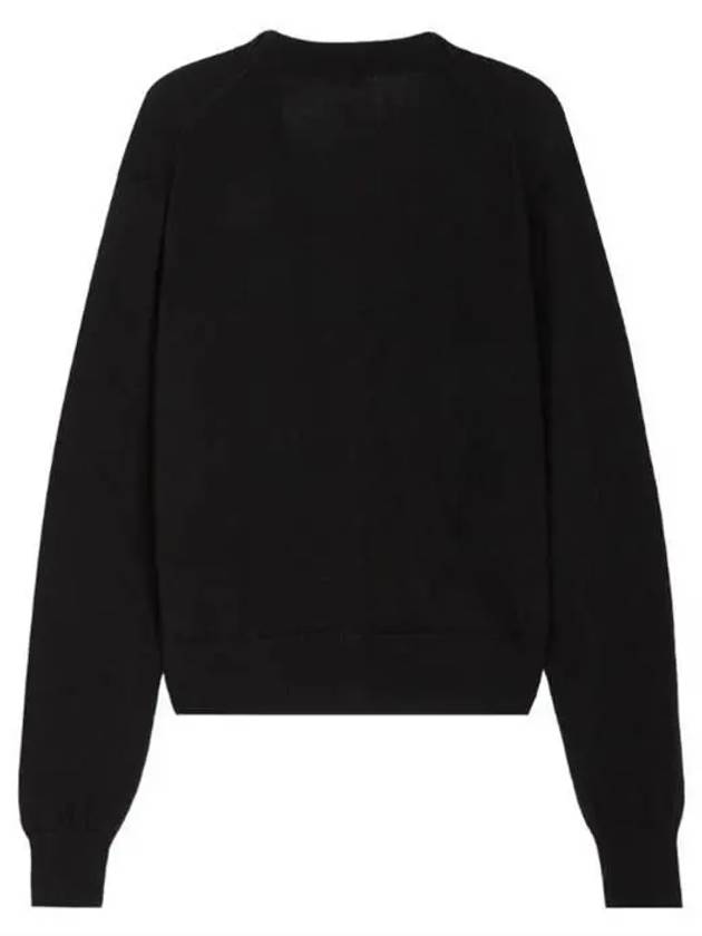 Heart Logo Wool Cardigan Black - AMI - BALAAN 3