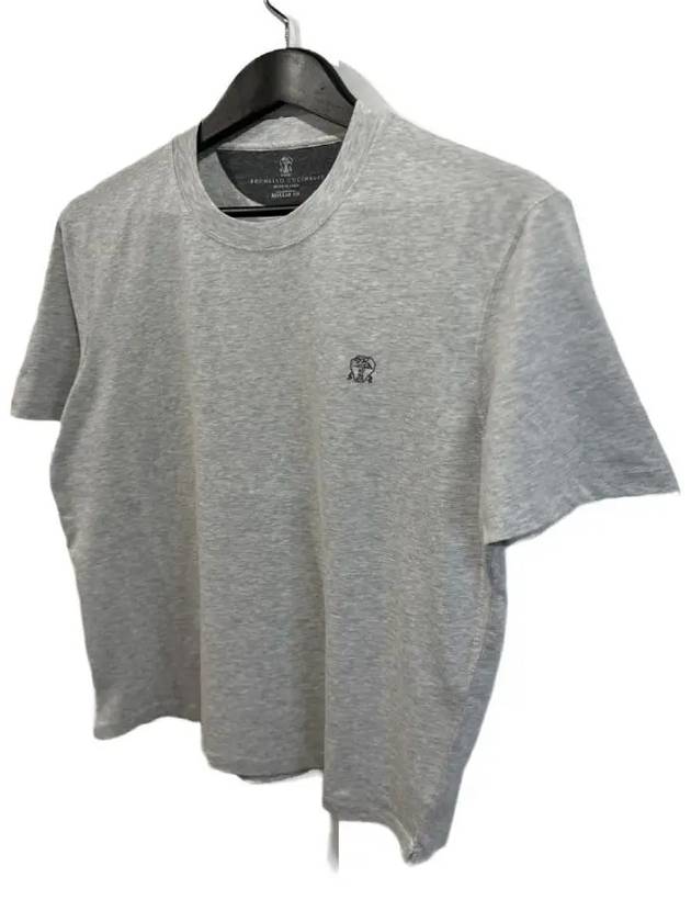 Crew Neck Regular Fit Short Sleeve T-Shirt Grey - BRUNELLO CUCINELLI - BALAAN 7