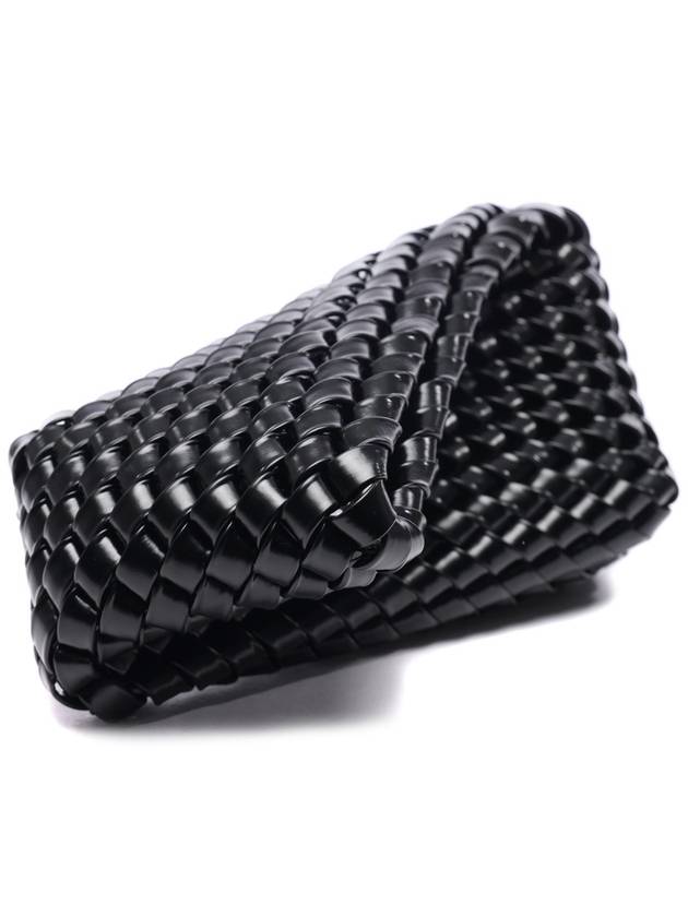 Structure Small Leather Clutch Bag Black - BOTTEGA VENETA - BALAAN 4