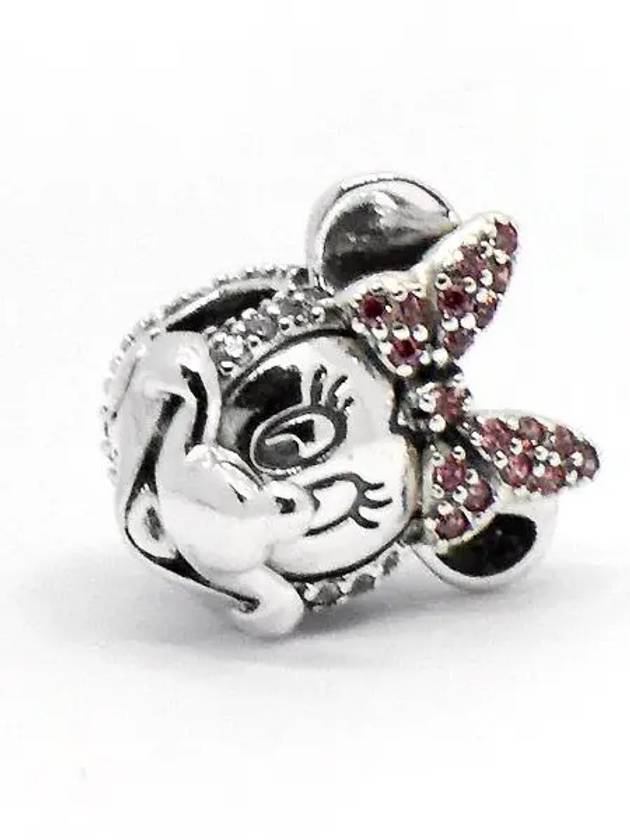 Minnie Mouse Pave Ribbon Clip Bracelet Charm Pink Silver - PANDORA - BALAAN 3