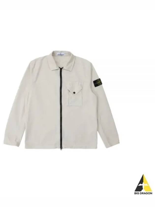 Stretch Cotton Gabardine Overshirt Jacket Stucco - STONE ISLAND - BALAAN 2