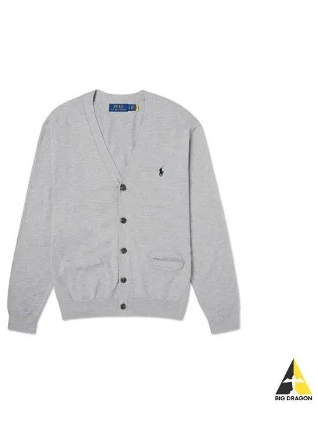 Cotton V neck cardigan gray - POLO RALPH LAUREN - BALAAN 1