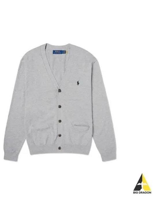 Cotton V neck cardigan gray - POLO RALPH LAUREN - BALAAN 1