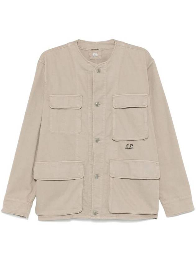 Armored Stretch Button Over Long Sleeve Shirt Beige - CP COMPANY - BALAAN 1