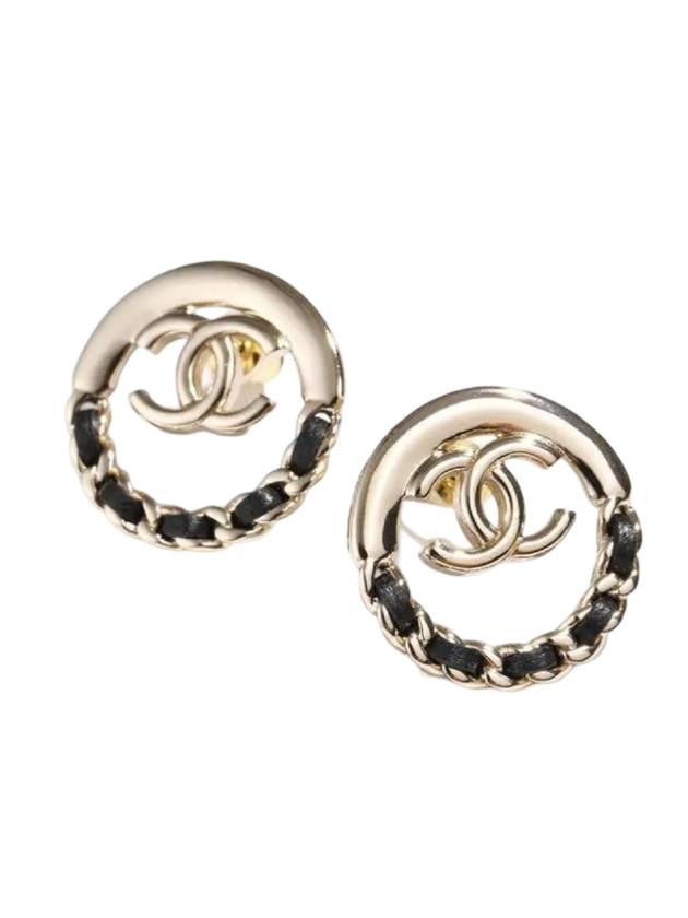 Women's CC Logo Circle Chain Earrings Black Gold - CHANEL - BALAAN 1