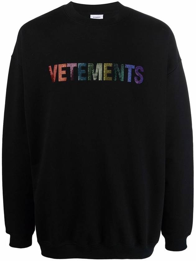 Crystal Logo Crew Neck Sweatshirt Black - VETEMENTS - BALAAN 3