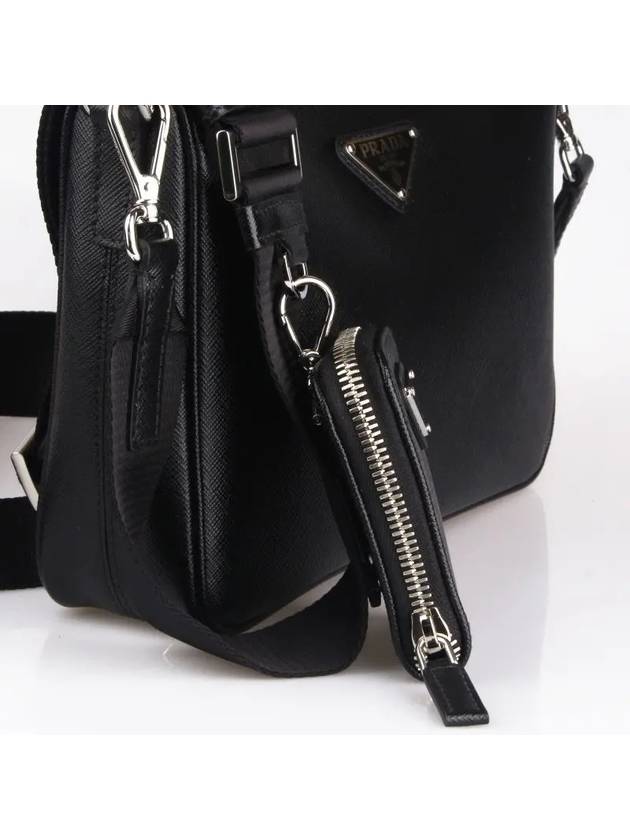 Triangle Logo Saffiano Leather Cross Bag Black - PRADA - BALAAN 4