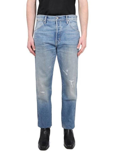 Distress Straight Jeans Blue - TOM FORD - BALAAN 1