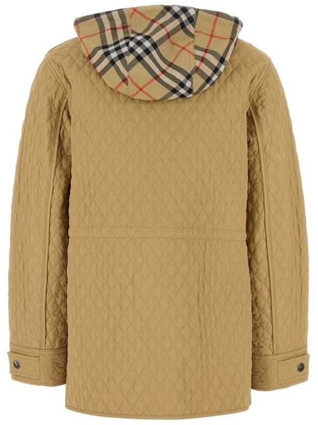 Check Hooded Quilted Jacket Beige - BURBERRY - BALAAN 8