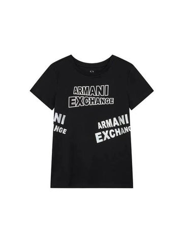 Women s Aurora Logo Cotton T Shirt Black 271393 - ARMANI EXCHANGE - BALAAN 1