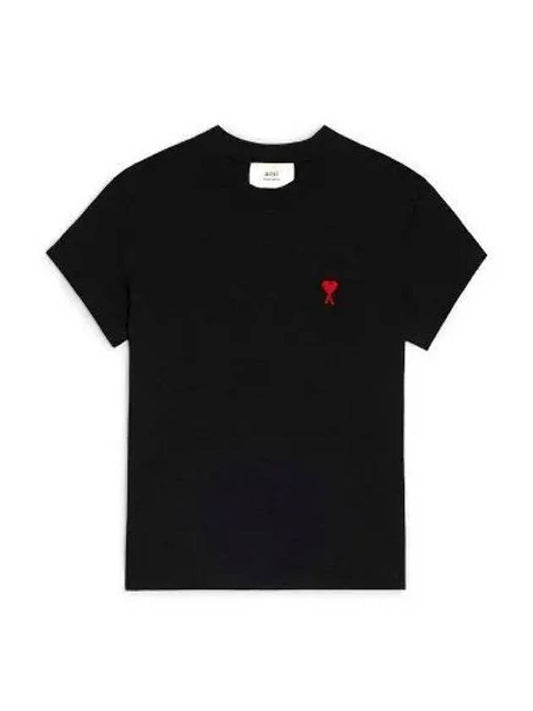 Small Heart Logo Short Sleeve T-Shirt Black - AMI - BALAAN 2