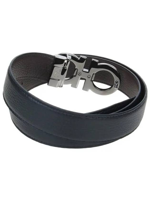 Men's Gancini Reversible Leather Belt Black - SALVATORE FERRAGAMO - BALAAN 3