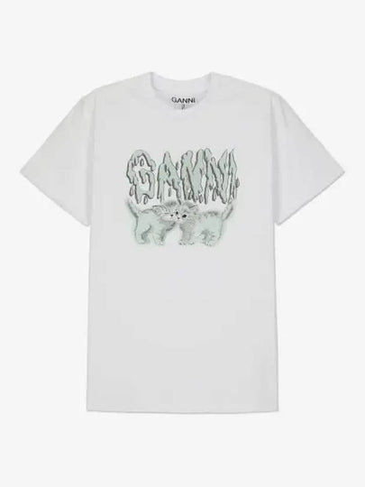 Logo Print Short Sleeve T-Shirt White - GANNI - BALAAN 2