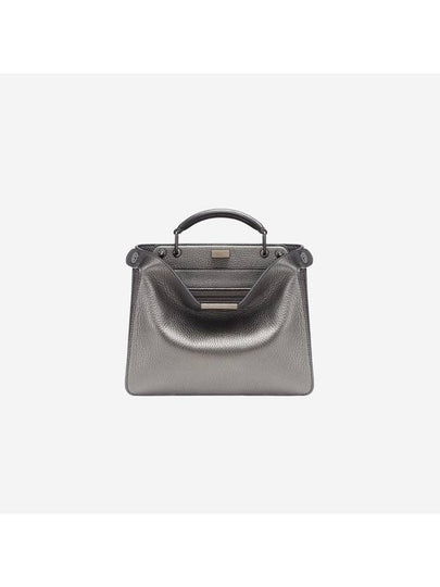 Peekaboo ISeeU Mini Leather Tote Bag Grey - FENDI - BALAAN 2