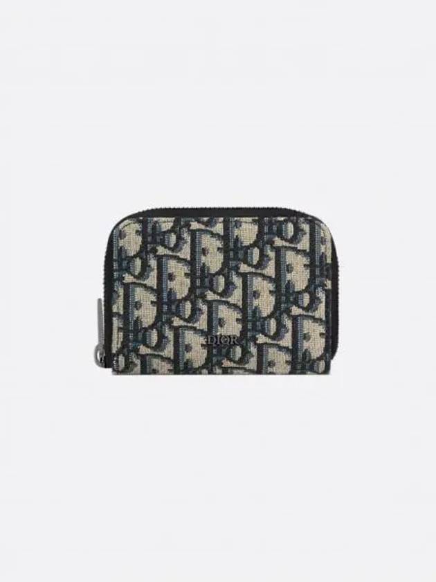 Zipper Jacquard Card Wallet Black Beige - DIOR - BALAAN 2