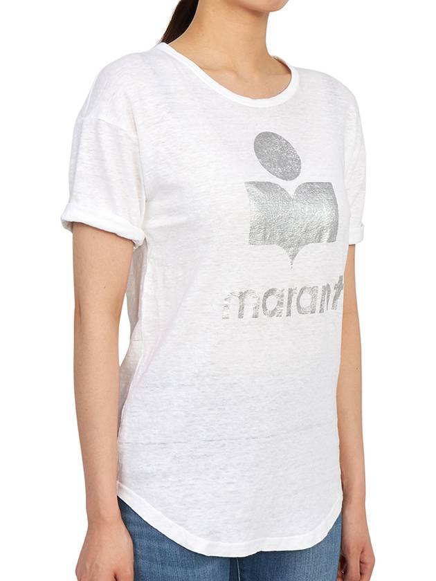 Koldi Linen Short Sleeve T-Shirt White - ISABEL MARANT ETOILE - BALAAN 4