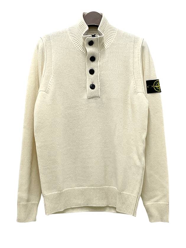 Wappen Patch Button Knit Top White - STONE ISLAND - BALAAN 3