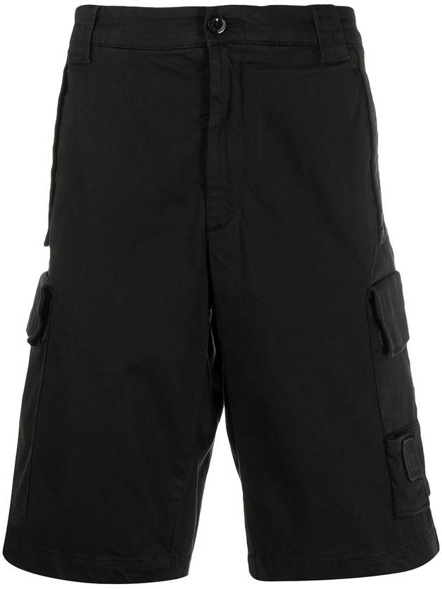 Men's Patch Logo Shorts Black - CP COMPANY - BALAAN.