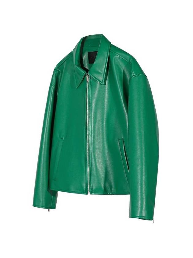 Single Leather Jacket Green - C WEAR BY THE GENIUS - BALAAN 1