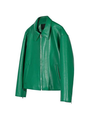 Single Leather Suede Jacket Green - C WEAR BY THE GENIUS - BALAAN 1