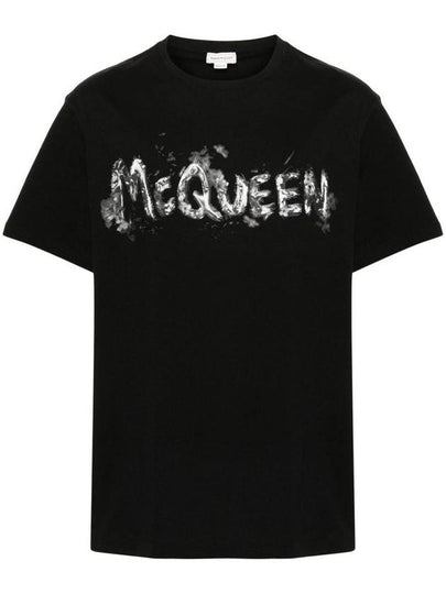 Logo Print Short Sleeve T-Shirt Black - ALEXANDER MCQUEEN - BALAAN 2