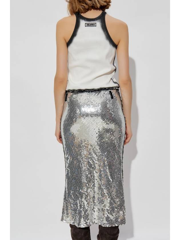 The Attico Dress With Sequin Skirt, Women's, Silver - THE ATTICO - BALAAN 4