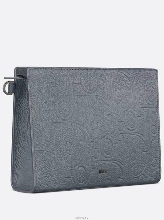 A5 Triangle Pouch Deep Gray Dior Gravity Leather - DIOR - BALAAN 2