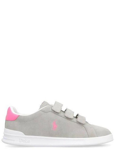 Pony Embroidery Velcro Leather Low Top Sneakers Grey - POLO RALPH LAUREN - BALAAN 2