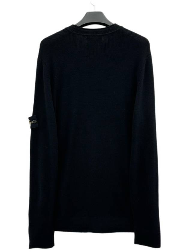 Wappen Patch Crew Neck Ribbed Wool Knit Top Black - STONE ISLAND - BALAAN 3