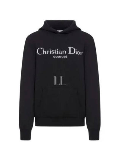 Embroidery Logo Knit Hoodie Black - DIOR - BALAAN 2