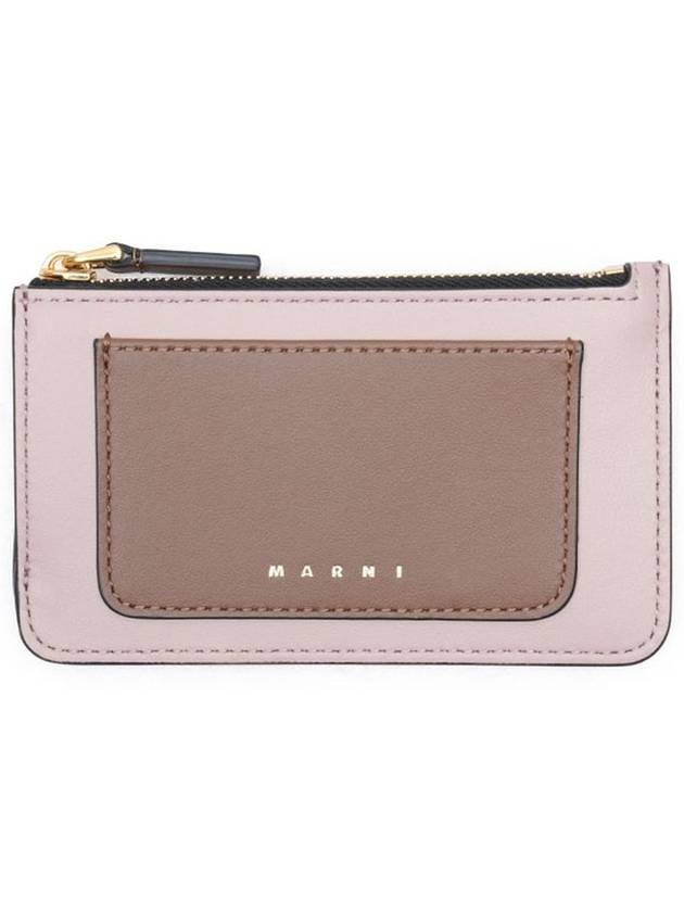 Colorblock Leather Card Wallet Brown - MARNI - BALAAN 2