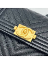 Boy Chevron Caviar Gold Ring Wallet Black - CHANEL - BALAAN 10