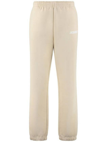 Le Jogging Logo Print Cotton Track Pants Light Beige - JACQUEMUS - BALAAN 1