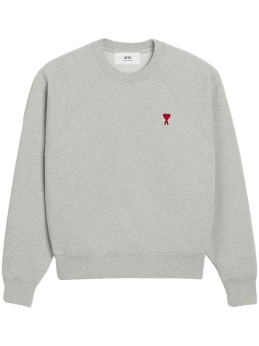 Cotton Heart Logo Sweatshirt Grey - AMI - BALAAN 1