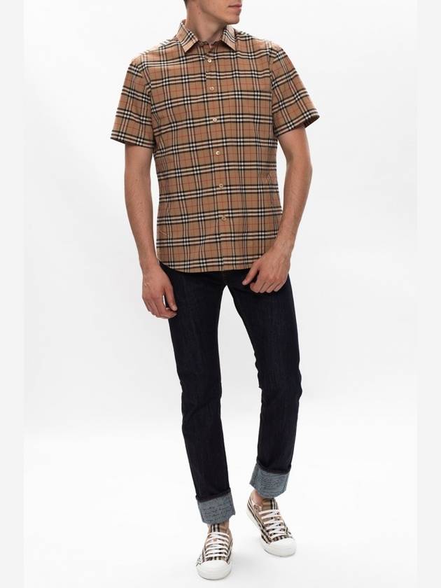 Small Scale Check Stretch Short Sleeve Shirt Archive Beige - BURBERRY - BALAAN 4