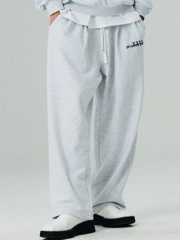 Unisex 2-chin wide sweatpants white melange - LMN3011 - BALAAN 1