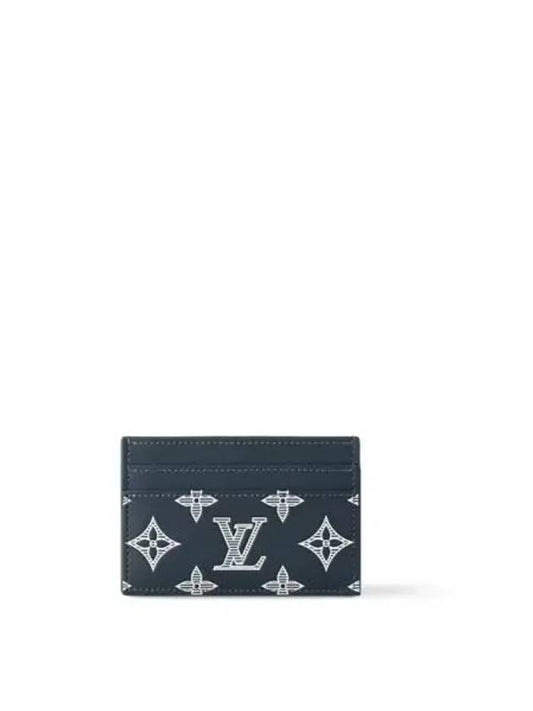 Double Monogram Shadow Calfskin Card Wallet Navy - LOUIS VUITTON - BALAAN 2