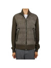 Down Suede Front Zip Though Jacket Dark Olive - TOM FORD - BALAAN 2