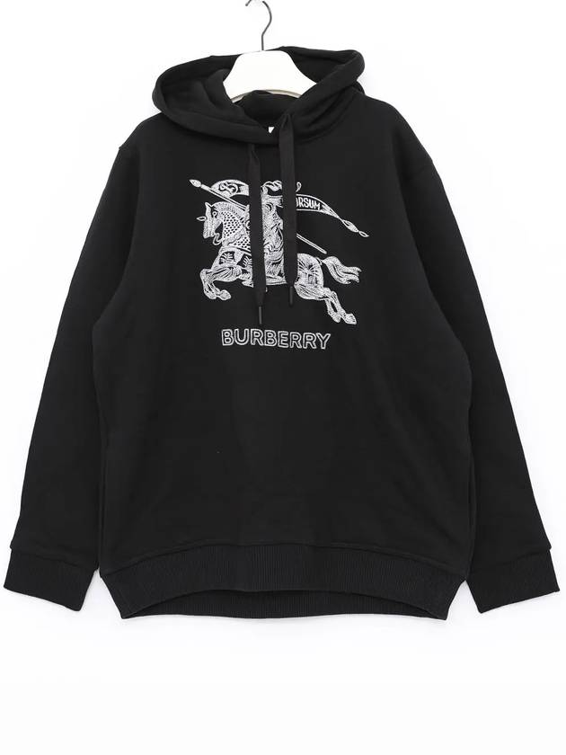 Embroidered Logo Hoodie Black - BURBERRY - BALAAN 4