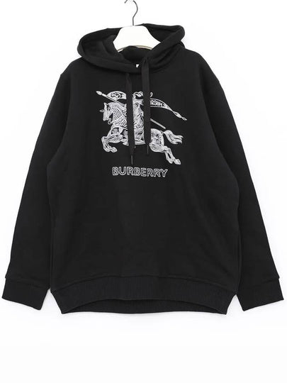 Embroidered Logo Hoodie Black - BURBERRY - BALAAN 2