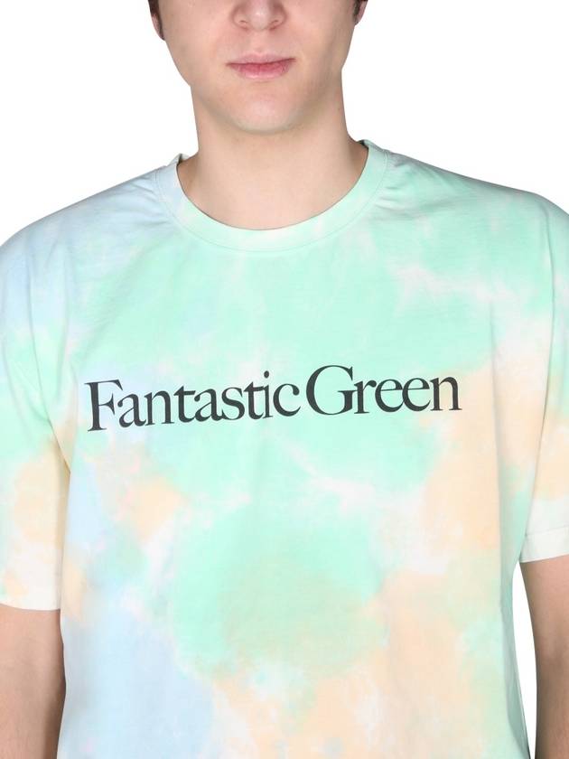 Men's Fantastic Green Tie Dye Short Sleeve T-Shirt Multi - MSGM - BALAAN 5