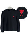 Small Heart Logo Long Sleeve T-Shirt Black - AMI - BALAAN 2