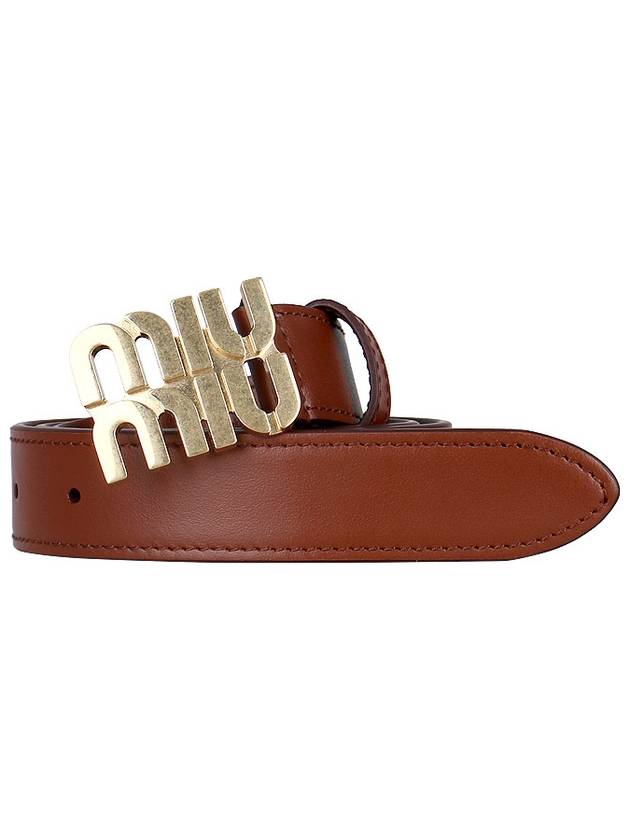 Logo Buckle Leather Belt Tobacco - MIU MIU - BALAAN 2